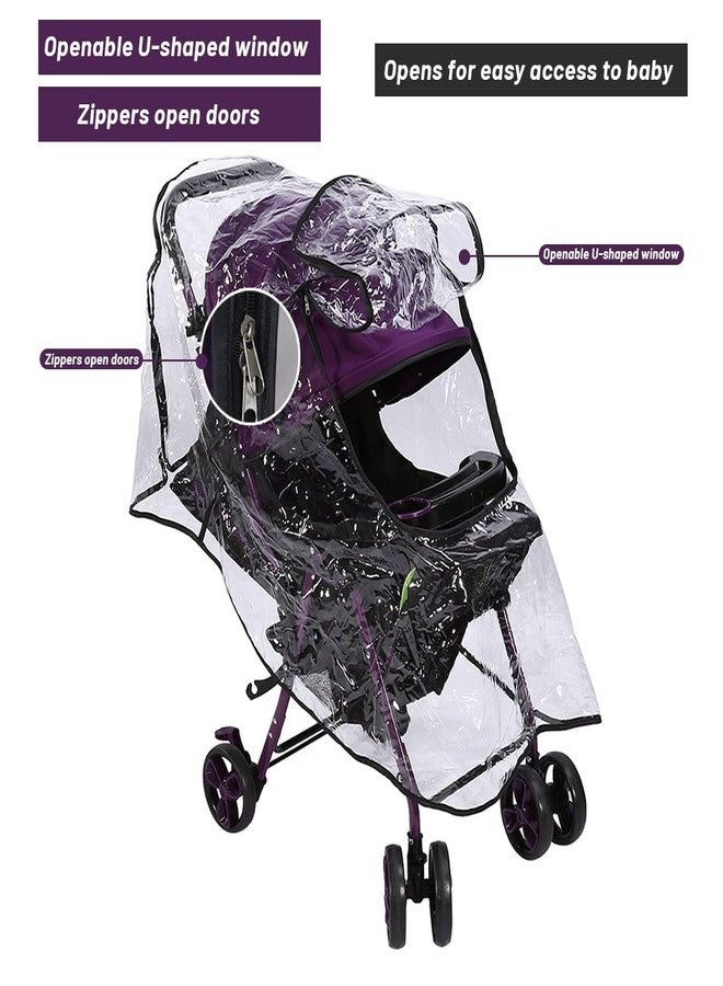 Glomora Foldable Stroller Rain Cover - Universal Fit for Small & Medium Umbrella Strollers, Durable Black Binding & Zipper Window (55x75x40cm) - Image 4